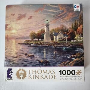Thomas Kinkade Serenity Cove 1000 Piece Jigsaw Puzzle Lighthouse Scene New